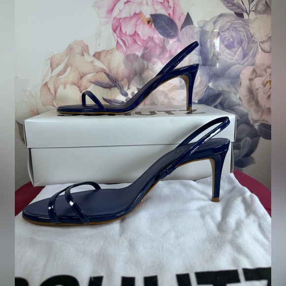 New Schutz Diana Mid Sandal in Infinite Blue leather slingback heel open toe - Picture 6 of 9